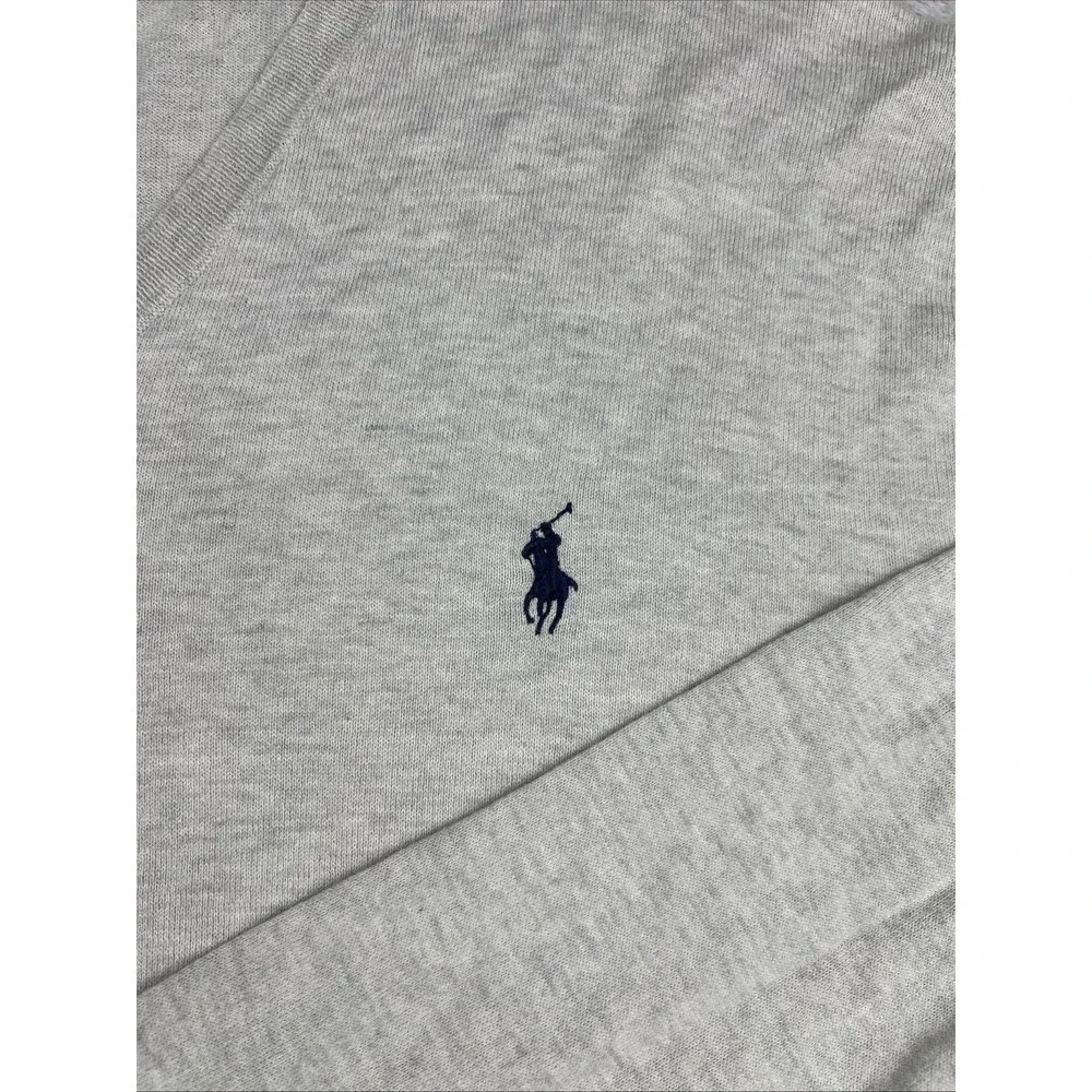 Polo Ralph Lauren Mens XXL Heather Gray 100% Pima Cotton V-Neck Sweater Pony